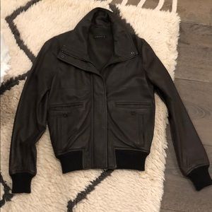 Theory Mahault Brown Leather Jacket - Size S